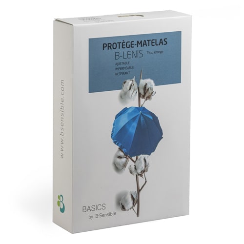 Drap housse protège matelas 90x190cm bonnet 48cm - Collection Blenis - Bsensible