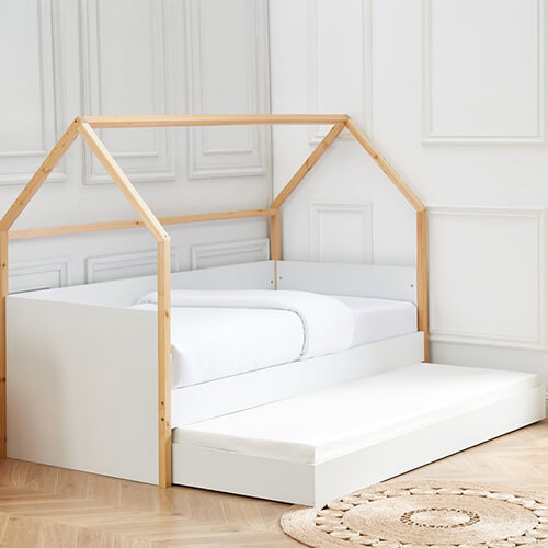 Lit cabane gigogone 90x190cm blanc mat- Collection Emma- ELLE DeCORATION