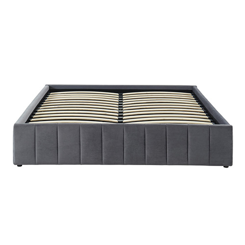 Lit coffre 160x200cm en velours gris anthracite + sommier relevable à lattes - Collection Ava - ELLE DECO