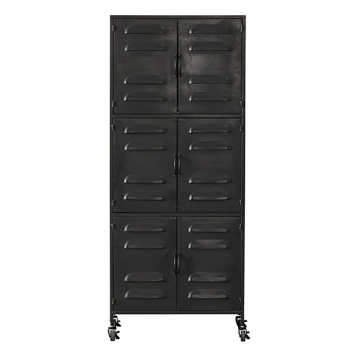 Armoire 6 portes en métal noir - Collection Boaz - Woood