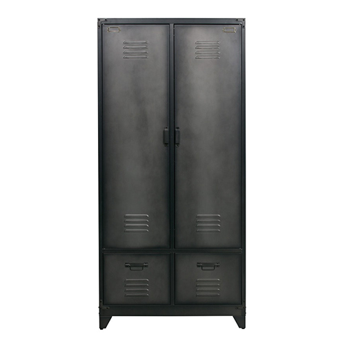 Armoire en métal noir 2 portes 2 tiroirs - Locker