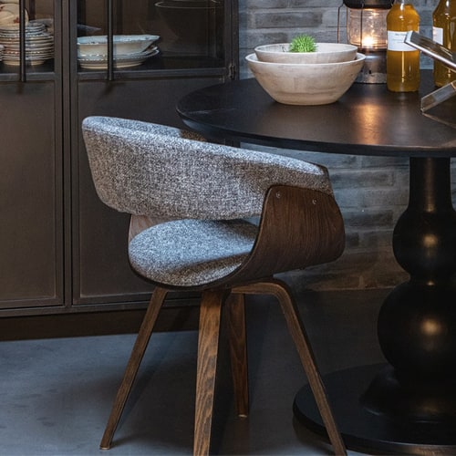Chaise en bois et tissu gris - Collection Catch - BePureHome