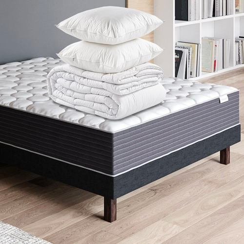 Matelas mémoire de forme 140x190 Memo HR Hbedding + couette chaude 240x200cm + 2 oreillers 60x60cm