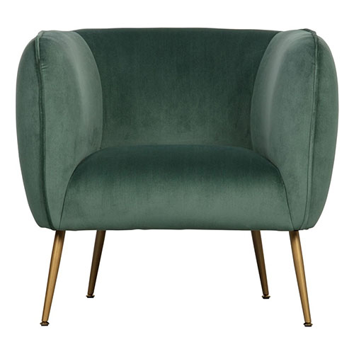 Fauteuil en velours vert piètement doré - Collection Scout - Woood