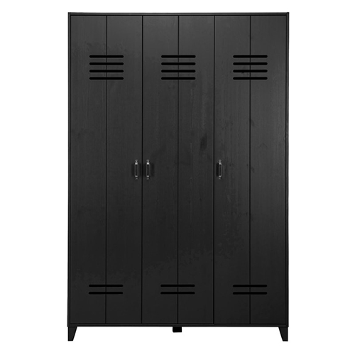 Armoire 3 portes en pin laqué noir - Collection Locker - Vtwonen