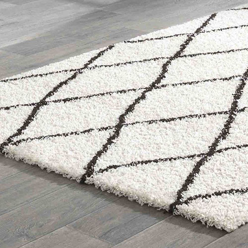 Tapis de couloir Moderne shaggy crème 80x140cm - Collection Oliver