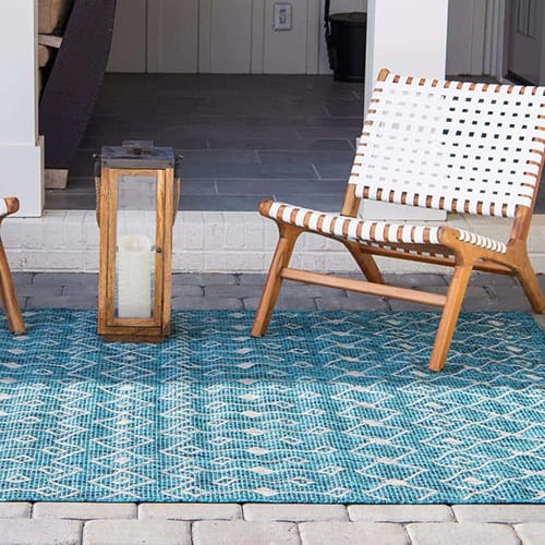 Tapis d'extérieur scandinave bleu 70x140cm - Collection Ethan