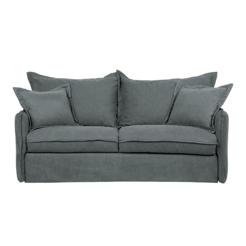 Canapé convertible 3 places en tissu gris anthracite - Couchage 140 x 190 - Collection Boheme