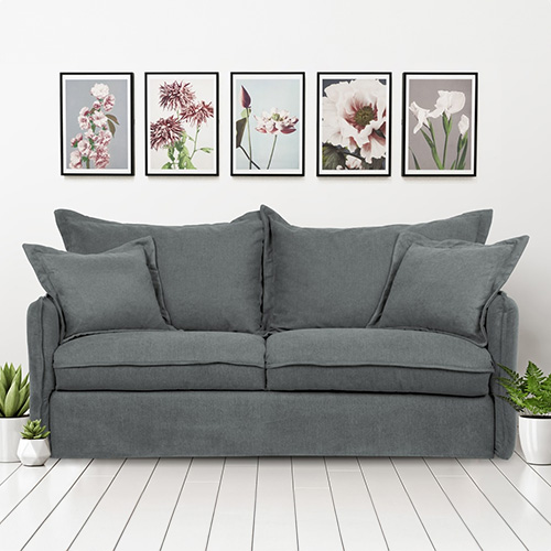 Canapé convertible 3 places en tissu gris anthracite - Couchage 140 x 190 - Collection Boheme