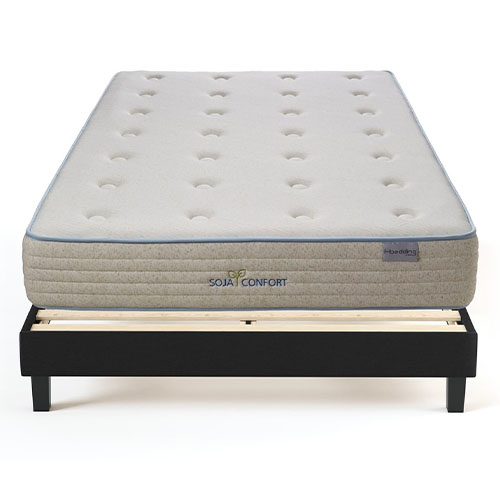 Ensemble matelas mémoire de forme Confort Soja + sommier 180X200 cm - Mousse HR avec Soja naturel - Epaisseur 22 cm