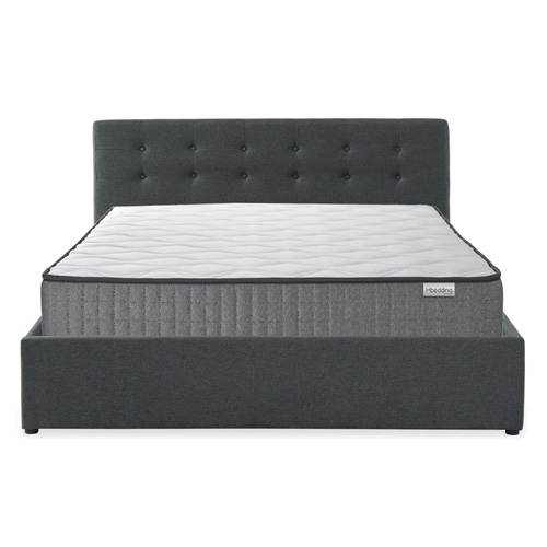 Ensemble matelas mémoire + lit coffre et sommier 160x200 en tissu gris anthracite avec tête de lit Ergo Royal - Collection Tina