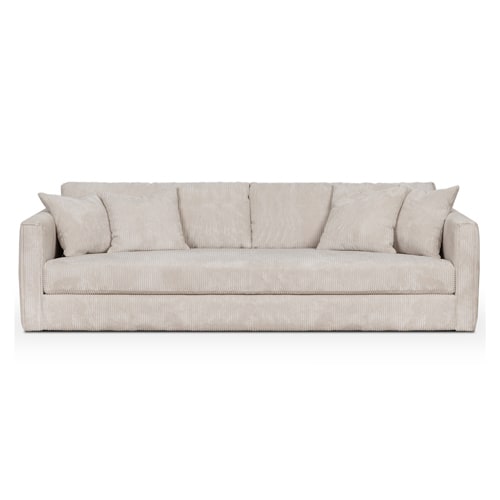 Canapé 3 places en velours cotelé beige + 4 coussins - Denver