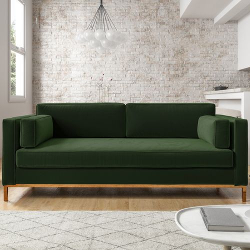 Canapé 3 places en velours vert - Milano - Elle Décoration