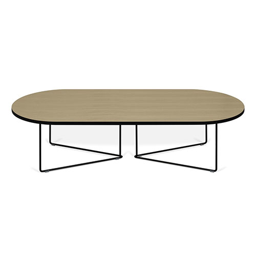 Table basse en chêne et piètement en métal noir - Oval - Tema Home