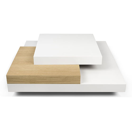 Table basse carrée blanche multi-plateaux - Slate - Tema Home