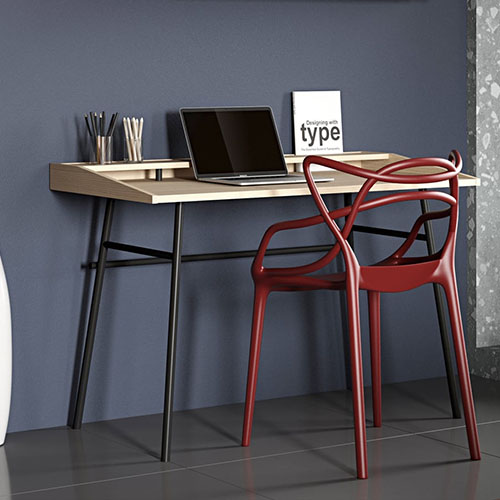 Bureau en chêne et piètement en métal noir - Ply - Tema Home
