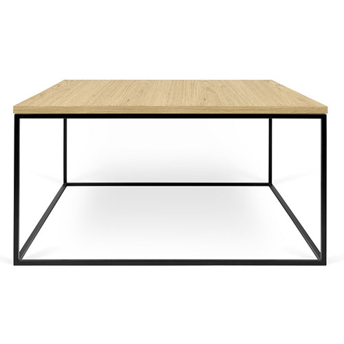 Table basse carrée en chêne et piètement en métal noir - Gleam - Homifab