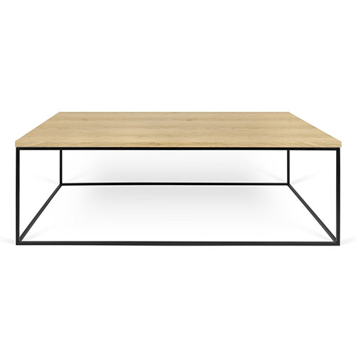 Table basse rectangulaire en chêne et piètement en métal noir - Gleam - Homifab