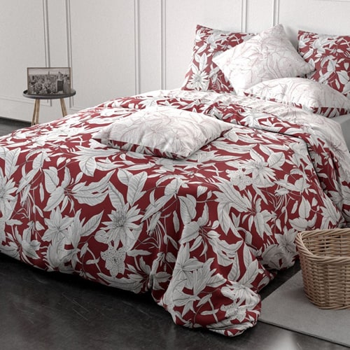 Parure de couette en percale coton - 71 fils/cm² - 240x220cm - Bonheur reversible