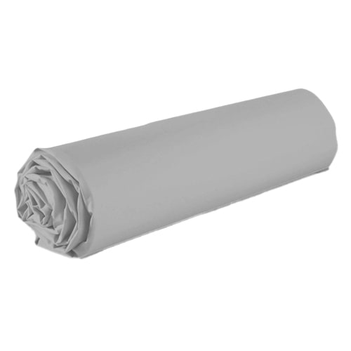 Drap Housse en coton - 160x200cm - Bonnet 30cm - Gris clair