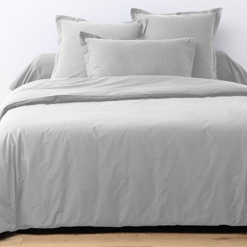 Drap Housse en coton - 160x200cm - Bonnet 30cm - Gris clair