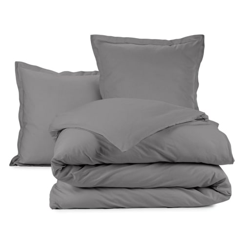 Parure de couette en coton - 57 fils/cm² - 260x240cm - Gris Anthracite