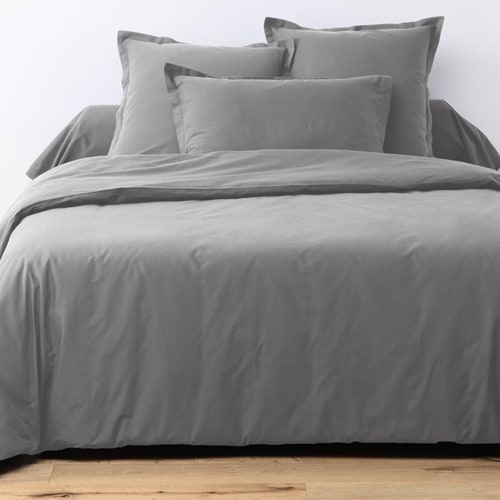 Parure de couette en coton - 57 fils/cm² - 260x240cm - Gris Anthracite