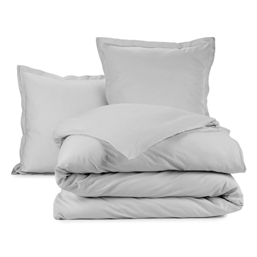 Parure de couette en coton - 57 fils/cm² - 260x240cm - Gris clair