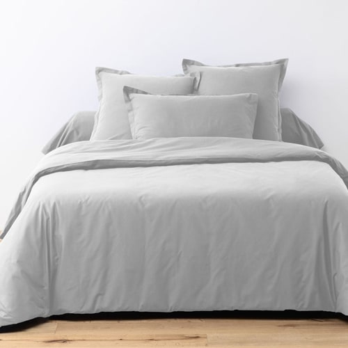Parure de couette en coton - 57 fils/cm² - 260x240cm - Gris clair
