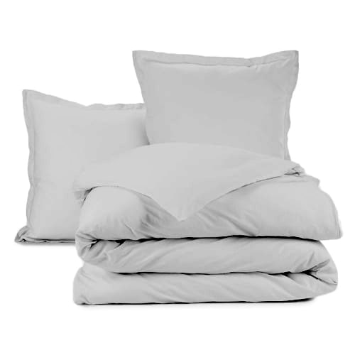 Drap Housse en coton 90x190 - Bonnet 30cm - Gris clair