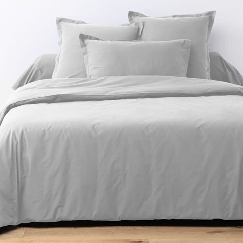 Drap Housse en coton 140x190 - Bonnet 30cm - Gris clair