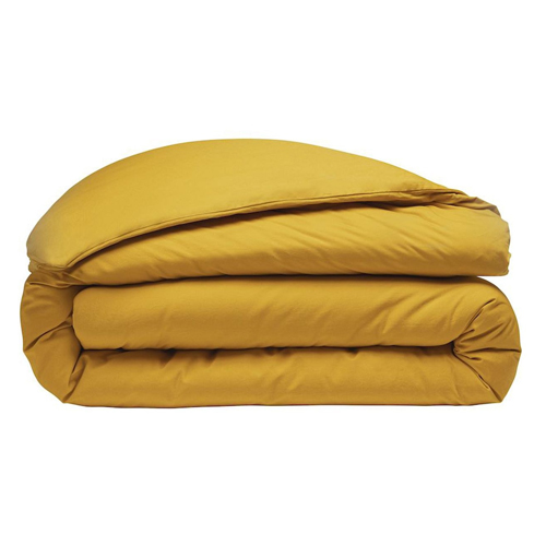 Drap Housse en percale de coton lavé - 80fils/cm²- 140x190cm - Jaune