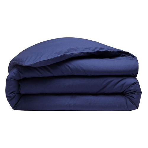 Housse de couette en percale de coton lavé - 80 fils/cm² - 240x220cm - Bleu marine