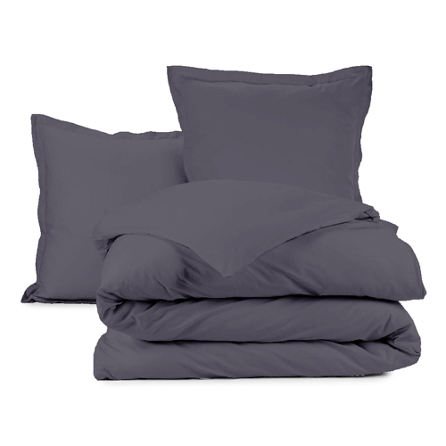 Drap Housse en coton bio - 57 fils/cm² - 160x200cm - Gris anthracite