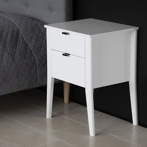 Table de chevet 2 tiroirs en bois blanc - Sleepy