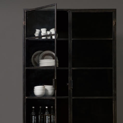 Vitrine industrielle XL en métal noir - Ronja - Woood