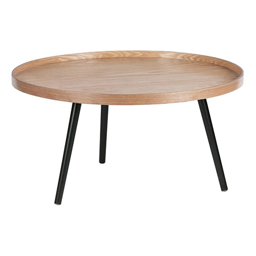 Table basse ronde en bois et piètement noir - Mesa