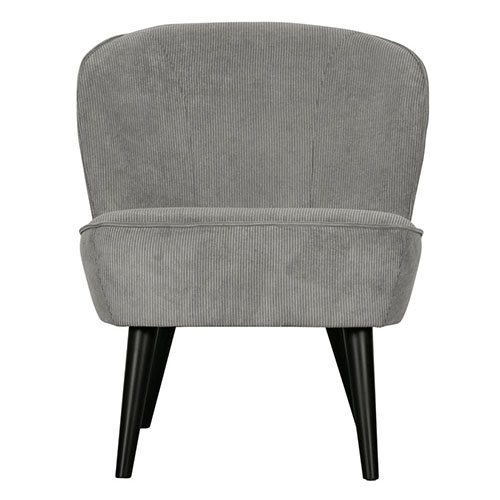 Fauteuil en velours côtelé gris - Sara