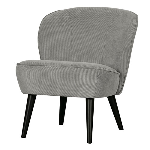Fauteuil en velours côtelé gris - Sara