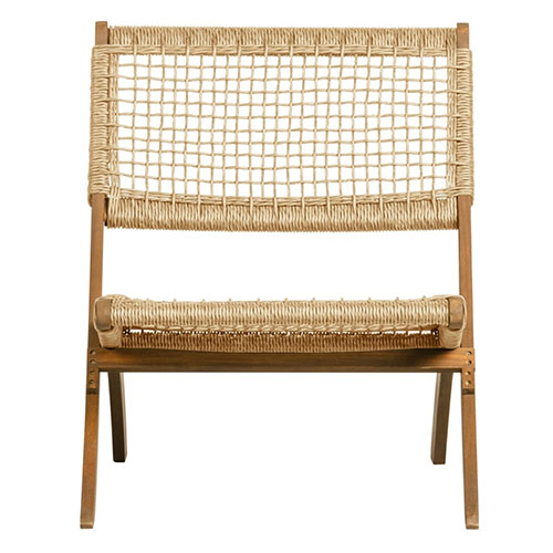 Fauteuil lounge en bois naturel et tressage en corde - Lois - Woood