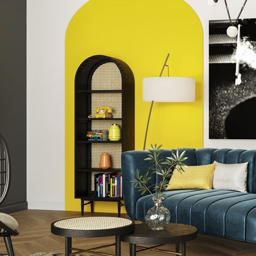 Etagère en cannage et chêne noir 190 cm - Exalt