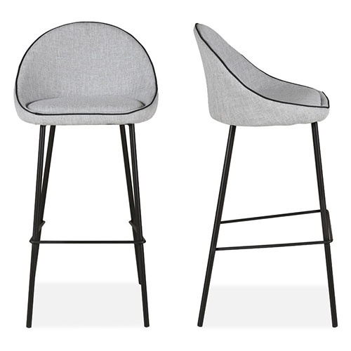 Lot de 2 chaises de plan de travail en tissu gris clair - Maya