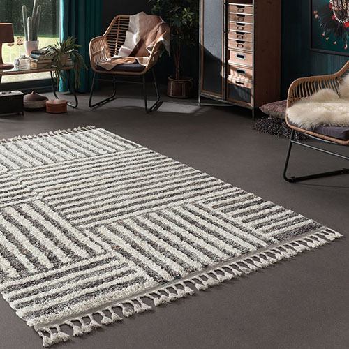 Tapis HONORE 412 gris - 80x150cm - 100% polyester - hauteur fil 20mm - 2500gr/m2 - tissé à la machine