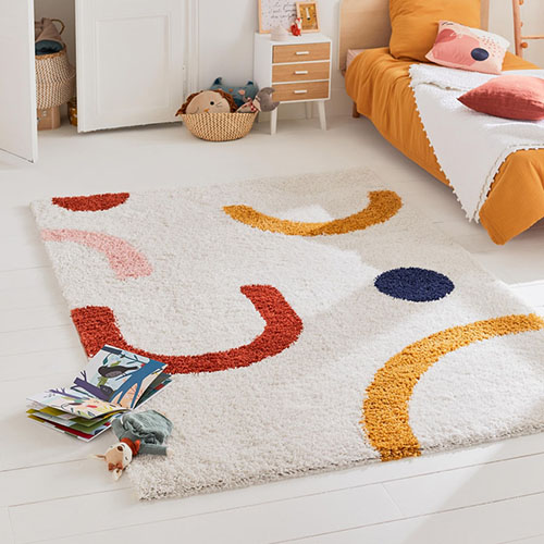 Tapis shaggy AQUARELLE 109 multi 120x160cm - Hauteur fil 30 mm - Denstité 1800 gr/m2 - 100% polypropylène