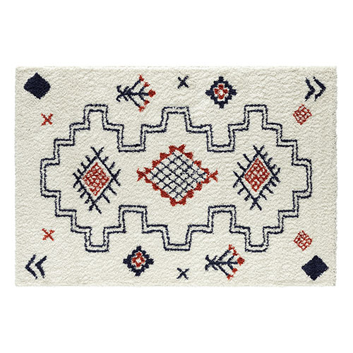 Tapis berbère blanc et bleu marine 120x160 cm - Lily