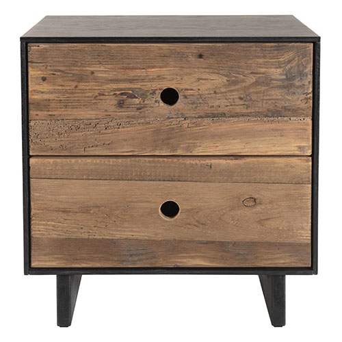 Chevet 2 tiroirs bois Pin recyclé