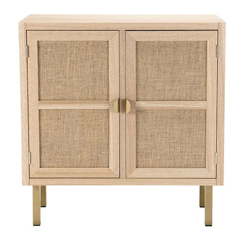 Buffet 2 portes toile de jute pieds métal doré
