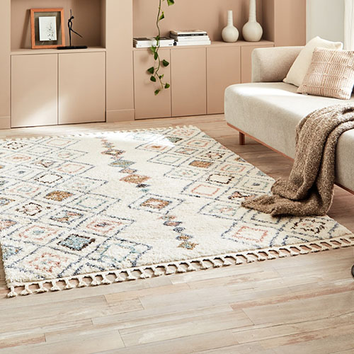 Tapis berbère creme motifs losange 160 x 230 cm - Stella