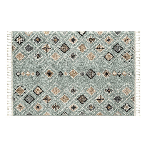 Tapis berbère bleu motifs losange 80 x 150 cm - Stella