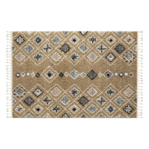 Tapis berbère jaune motifs losange 80 x 150 cm - Stella